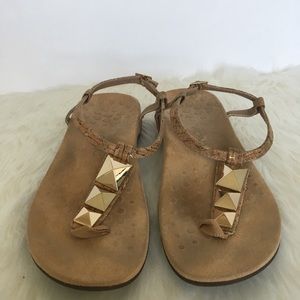 Vionic Kork & Gold Sandals / Size 9